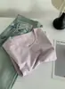 Camiseta de Algodón Waffle con Botones de Color Dopamina y Cuello de Cisne para Mujer, Manga Corta Ajustada de Color Sólido, Camiseta Básica para Verano
