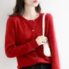 26 Cárdigan Chaqueta de Otoño, Cuello Redondo, Estilo Corto Holgado, Suéter de Manga Larga, Capa Base Tejida, Suéter de Imitación Lana, Multicolor para Mujer