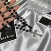 Colar Cruz Hot Girl Estilo Gótico Dark Corrente de Suéter Cruz com Contas Design de Nicho Acessório de Pescoço de Luxo Leve