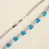 Conjunto de Pulseras Versátil de Moda Diamante Azul Super Flash Estilo Lujo Ligero Personalidad Cadena Elegante para la Clavícula Collar de Gama Alta Venta al por Mayor
