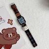 Nuevo Peluche de Oso a Cuadros de Lana con Correa de Cuero Adecuado para Apple Watch Iwatch Generación 12 11/10 Ultrase