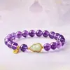 Pulseira de Cabacinha de Cristal com Círculo Único para Mulheres com Pingente de Amuleto da Sorte, Pulseira Única e Versátil para Brincar e Usar, Presente para Melhor Amiga