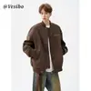 Chaqueta de béisbol vintage americana, estilo high-street de otoño para hombre, genial y elegante, diseño de chaqueta de cuero tie-dye, chaqueta corta de trabajo, moderna