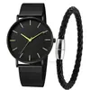Venta al por mayor de fábrica AliExpress piel de camarón venta caliente estilo simple ultra-delgado para hombre coreano negocio malla cinturón reloj de cuarzo para pareja