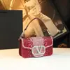 Bolsa Feminina de Couro Genuíno Estilo Novo 2026, Bolsa de Mão Elegante, Bolsa de Ombro, Bolsa de Braço, Pequena Bolsa Estilosa com Pedrarias, Bolsa Transversal Exquisita para Mulheres