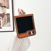 Moderna y Adecuada para Samsung Zflip 30% de Descuento Pantalla Apilada Funda para Teléfono Móvil Flip5 Anillo de Lujo Cuero Antideslizante Flip3 Estuche Duro