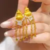 Tienda de Oro Mismo Estilo Textura Cepillada Forma de Calabaza 3 Pendientes con Borlas de Gota de Agua para Mujer, Color Duradero, Pendientes con Borlas de Gota de Agua al por Mayor