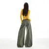 26 Nueva colección Otoño/Invierno: tejido lavado y descolorido, tiro alto, diseño adelgazante, pantalones casuales holgados y de pierna ancha para mujer, disponibles para dropshipping