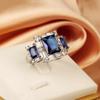 Anillo Rectangular de Zircón de Suministro Transfronterizo de Comercio Exterior, Pulsera de Diamante Esmeralda Simulado, Anillo de Tesoro de Color de Personalidad Europea y Americana