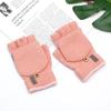 Guantes de Cachemira de Otoño e Invierno para Mujer Estilo Coreano Moda Guantes Convertibles Guantes de Medio Dedo Guantes Cálidos de Rayas Jacquard