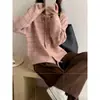 Casaco Suéter Listrado Dopamina Retrô Outono/Inverno 2026 Novo Tendência Gola Redonda Tricô Grosso Cardigã Moda Feminina