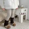Leggings térmicas para meninas para outono e inverno, espessadas, aquecedores de perna em retalhos, aquecedores de perna de lã japonesa tricotados, meias largas, meias-calças infantis atacado