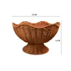 Cesta de Frutas e Lanches de Mesa com Tecelagem de Rattan Sintético em Formato de Flor Criativa Cesta de Armazenamento para Sala de Estar Cesta de Pé Alto Cesta de Pão no Vapor Tecida em Rattan Bandeja de Frutas Secas