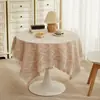 Porta-copos branco para mesa de centro, toalha de mesa quadrada pequena, capa para mesa de cabeceira, toalha de mesa e de jantar redonda de algodão e linho, estilo de luxo leve, atacado transfronteiriço