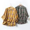 Camisa a cuadros de manga farol de algodón para fan literario para mujer, verano, casual, manga corta, jersey, venta al por mayor
