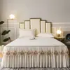 Encaje bordado de algodón puro, amigable con la piel, diseño de princesa estilo coreano, faldón de cama de color liso, disponible para camas individuales y dobles, con características antideslizantes, ribete de encaje al por mayor
