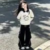 Conjunto Estilo Academia para Meninas 2026 Primavera/Outono Estudante Feminina Estilo Coreano Hoodie Solto com Gola Polo Manga Longa Calça Longa Conjunto de Duas Peças
