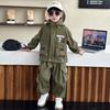 Traje de trabajo de 7 palabras para niños, primavera y otoño, nueva chaqueta bonita para niños, conjunto de dos piezas, ropa de comercio exterior para niños