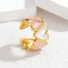 Anillo Popular Transfronterizo de Acero Inoxidable Esmaltado Gota de Aceite Nicho Gama Alta Ins No se Desvanece Chapado en Oro de 18K Anillo Sencillo