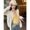 Cárdigan de punto calado, suave y elegante, para mujer, primavera y otoño, estilo corto, versátil, corte holgado, adelgazante, chaqueta suéter blanca