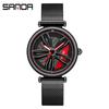 Sanda sanda Novo Relógio de Pulso de Quartzo Personalizado para Casal Série Roda Mostrador Casual Pulseira de Malha Relógio Feminino 1074