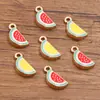 Dos Colores 10x20mm Accesorios de Joyería DIY de Aleación KC Oro Esmalte de Fruta Encanto Colgante de Sandía 3D