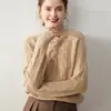 Suéter de Cachemira para Mujer Otoño e Invierno, Cuello Alto Medio, Engrosado, Patrón Trenzado, Corte Holgado, Adelgazante, Suéter de Punto Versátil Vintage, Suéter Base