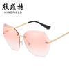 Nuevas gafas de sol de tendencia europea y americana, gafas de sol sin marco recortadas, gafas de sol de mujer de metal UV400, gafas de sol al por mayor