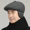 Sombrero de Copa Plana con Forro Polar y Protección Gruesa para las Orejas, Sombrero Casual de Abuelo, Sombrero de Invierno para Ancianos a Prueba de Frío, Versátil