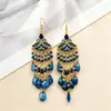 Pendientes Retro Étnicos Transfronterizos Accesorios de Vacaciones en la Costa Pendientes Largos Versátiles de Borla Bohemia para el Uso Diario para Mujeres