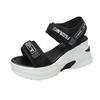 Sandalias de Plataforma con Cuña para Mujer 2024 Verano Nueva Llegada Plataforma de Velcro de una Palabra Sandalias de Playa de Moda para Mujer