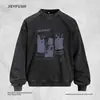 Sudadera con cuello redondo y estampado abstracto estilo americano para hombre, primavera y otoño, holgada, casual, vintage, moderna, pullover, camisa deportiva