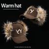 Gorra de pana con orejeras bordadas con letras, moda callejera, gorra de béisbol, otoño e invierno, protección para las orejas, cálida, gorra versátil