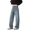 Jeans rectos desgastados lavados de estilo americano de moda para hombre, pantalones básicos versátiles holgados vintage, modernos y a la moda
