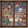 Decoración Fiesta de Navidad Efecto Diamante Colorido Alce Muñeco de Nieve Pegatinas Estáticas Brillo Papá Noel Pegatinas para Vidrio