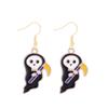 Aretes de serie de Halloween al por mayor del fabricante, aterradores y divertidos, fantasma, murciélago, araña, aretes de calavera