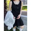 Camisola Feminina Renda Decote U Sem Mangas Fio Canelado Alça Fina Verão 2025 Top Curto Slim Fit Roupa Íntima