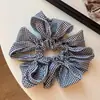 Scrunchie plissado de cores contrastantes, versátil e estiloso, coreano para meninas, elástico de cabelo simples para a parte de trás da cabeça
