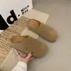 Pantuflas casuales estilo coreano de cuero esmerilado estilo Birkenstock de punta cerrada, otoño e invierno 2026, sin cordones, sin talón, con suela gruesa para exteriores