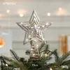Novo Produto de Natal Árvore de Natal Pó de Ferro Estrela do Topo Acessórios Estrela Dourada Recortada Estéreo Decoração de Estrela de Cinco Pontas