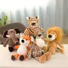Muñeco de Animal del Bosque Jirafa Elefante León Mono Perro Tigre Actividad Regalo Cumpleaños de Niños Juguete de Peluche