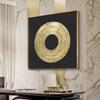 Pintura Decorativa de Lujo Ligero Moderno Arte de Círculo Dorado Abstracto Pintura de Pared Estudio Pintura Colgante Hogar Dormitorio Lienzo Pintura Núcleo