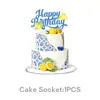 Nova Decoração de Bandeirola de Feliz Aniversário para Mesa com Tema de Porcelana Limão Azul e Branco Festa de Frutas de Verão