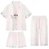 Pijama de Niña Seda de Hielo Verano 2026 Nuevo Estilo para Niños Mayores, Niñas, Estudiantes de Secundaria, Dibujos Animados Ropa de Casa de Alta Gama Conjunto de Tres Piezas