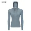 Nova Jaqueta com Capuz para Esportes ao Ar Livre Ajustada Modeladora com Zíper Elástica para Corrida Fitness Yoga Feminina S2088