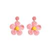 Aretes de Rafia Tejidos a Mano Han Chao Lindos Aretes de Flores de Color Sólido Vacaciones en la Playa Aretes Color Caramelo