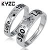 Novo anel de casal para homens e mulheres anel de casamento vivo coreano criativo anel de diamante de prata anel de 5201314