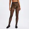 Meias Sexy com Design de Renda de Rede Vazada, Meias Jacquard com Letras Jk, Estilo Fino de Girassol, Meia-Calça Estilo Escuro de Caveira