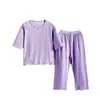 Nuevo conjunto de pijama de verano para niñas, modal, seda de hielo, fino, manga corta, fresco y cómodo para las pequeñas