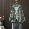 Cárdigan con capucha de algodón de doble capa japonés, top con dobladillo de cuadros vintage, cordón, camisa Joker holgada, venta al por mayor